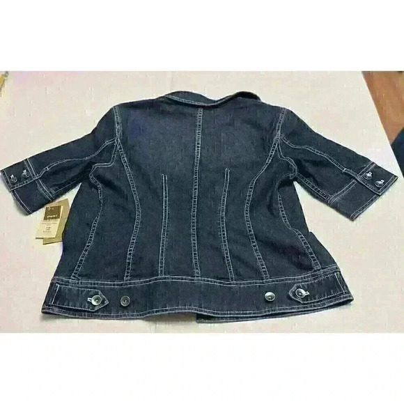 Coldwater Creek Size 10P Denim Button-Front Short-Sleeve Jacket Blue-NWT - Picture 2 of 6